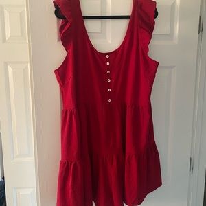 maroon red ruffle romper